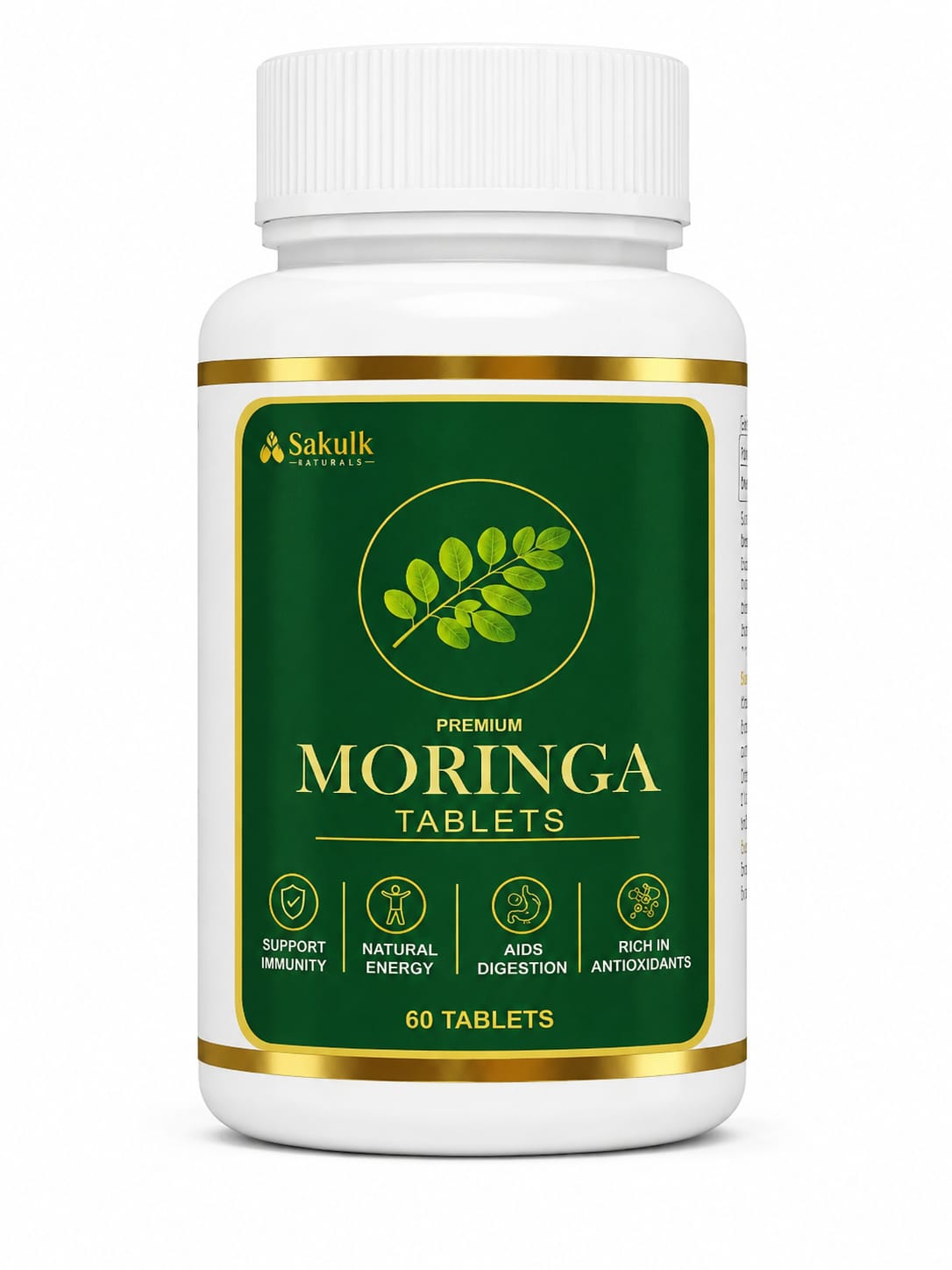 Sakulk Moringa Capsules 500mg | Natural Moringa Leaf Supplement | 60 Capsules